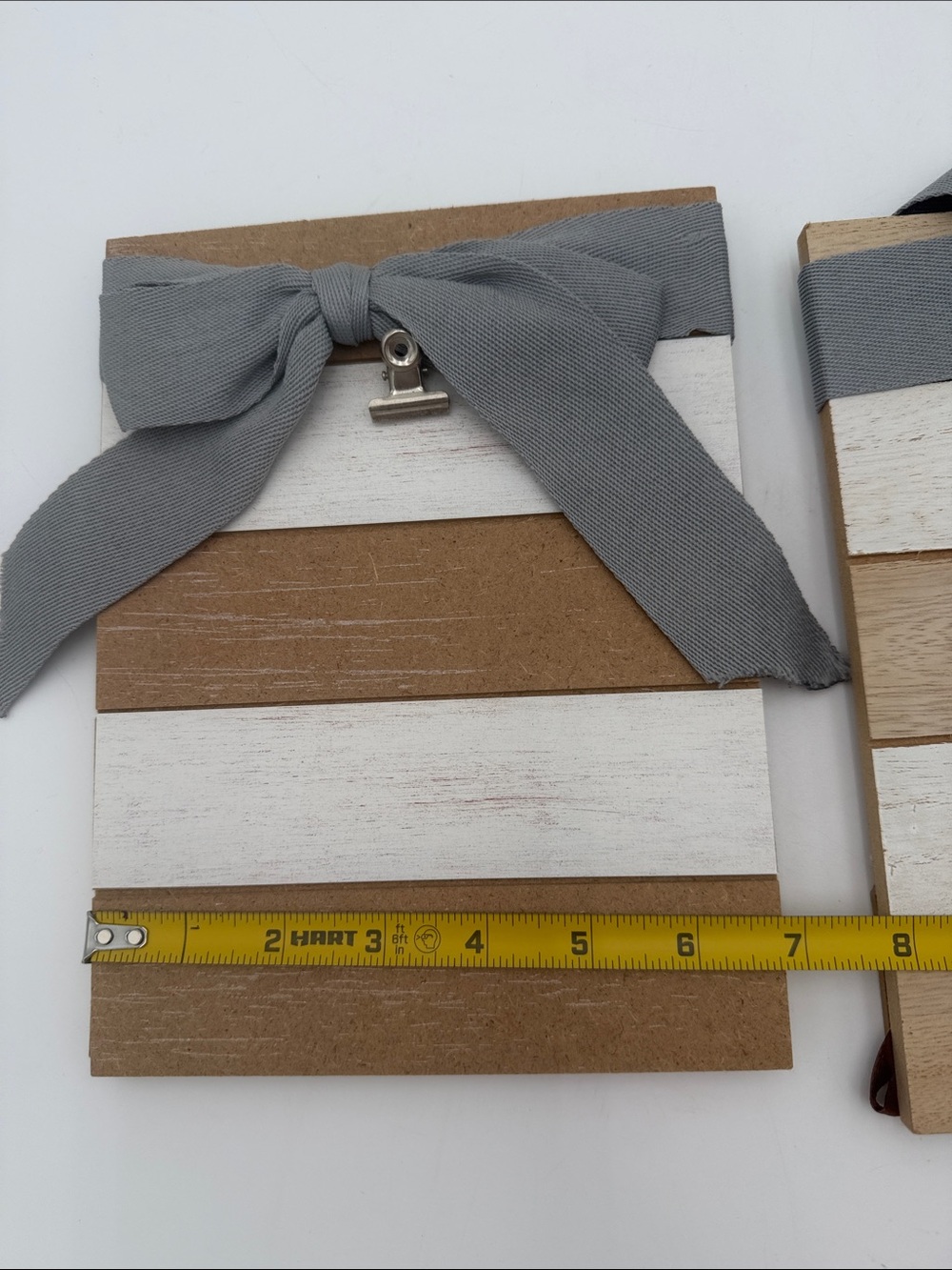 Set of 2 Striped Wood Photo Display with Gray Bow - Picture 9 of 9
